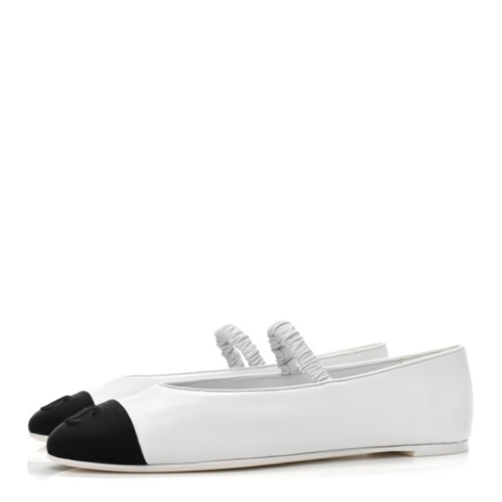 Chanel Cruise 2024 Lambskin Grosgrain Cap Toe Ballerina Flats w/ Leg Warmers 39 - Picture 7 of 15